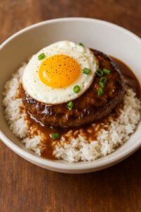 Loco Moco Hawaiian Style, Nasi Burger Telur Ceplok